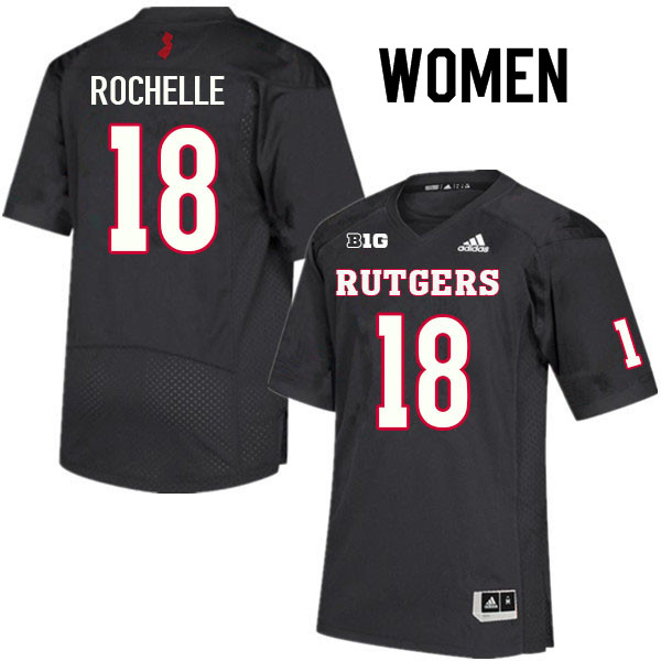 Women #18 Rashad Rochelle Rutgers Scarlet Knights College Football Jerseys Sale-Black - Click Image to Close
